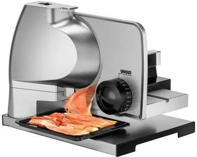 Makineri prerëse ushqimi UNOLD 78826, teh çeliku 17cm, 100W, zi/argjendtë