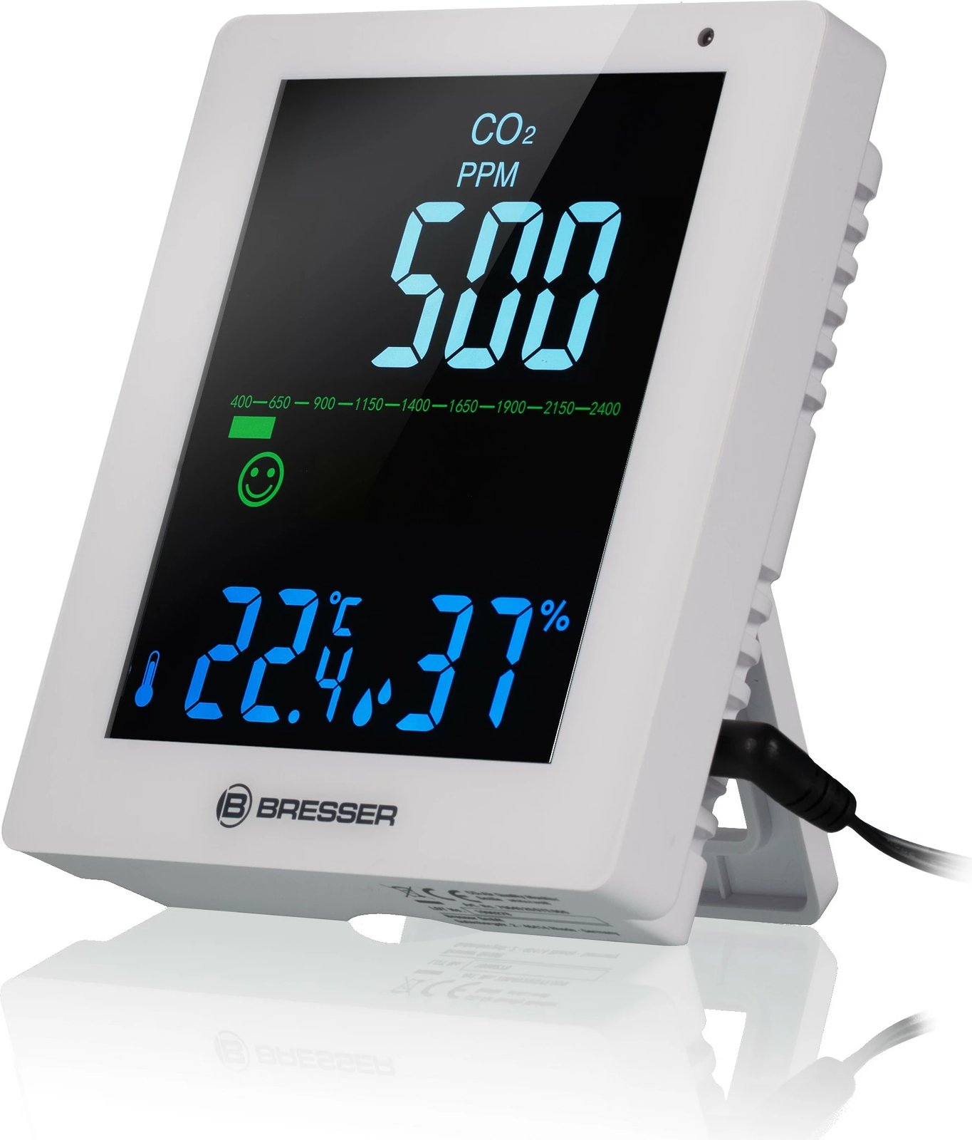Monitor ajri Bresser CO2, ekran dixhital, bardhë Monitor ajri Bresser CO2, ekran dixhital, bardhë