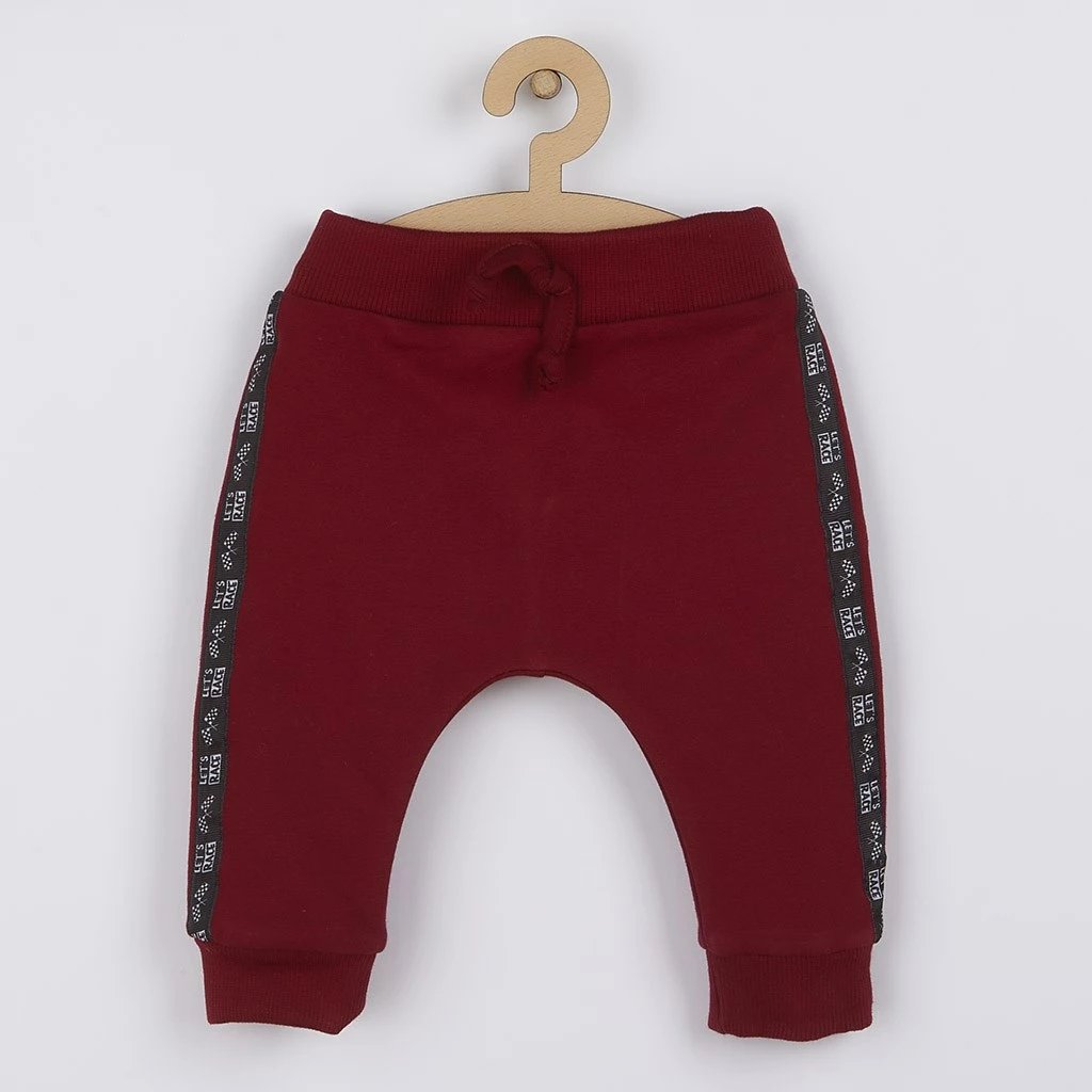 tuta bebe Nicol Races, madhësi 56 (0-3m), pambuk 95% elastan 5%, burgundy