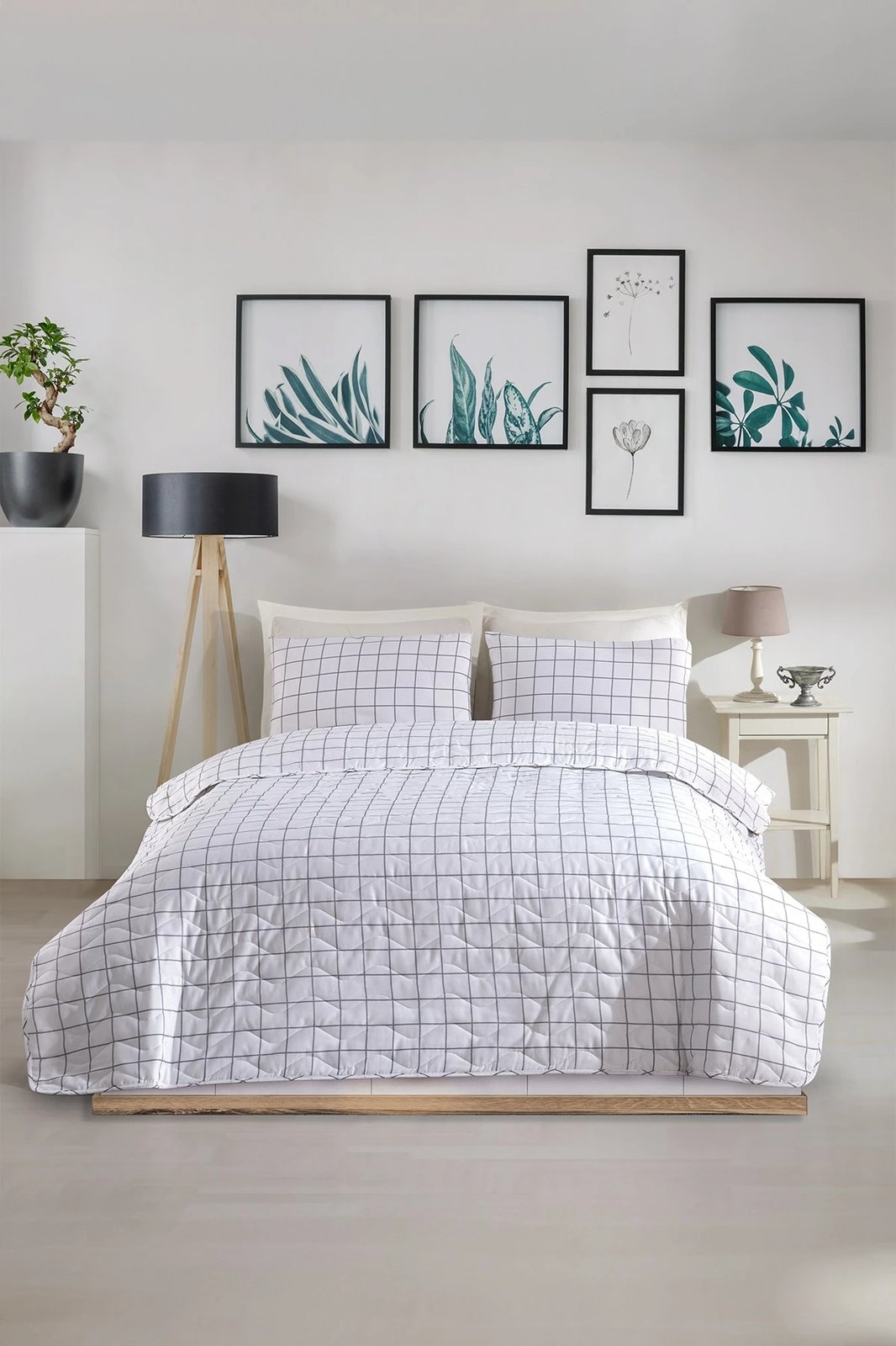 Përparëse krevati quilted King, gri dhe e bardhë, Artus, L'Essentiel Linge de Maison, 200x250cm