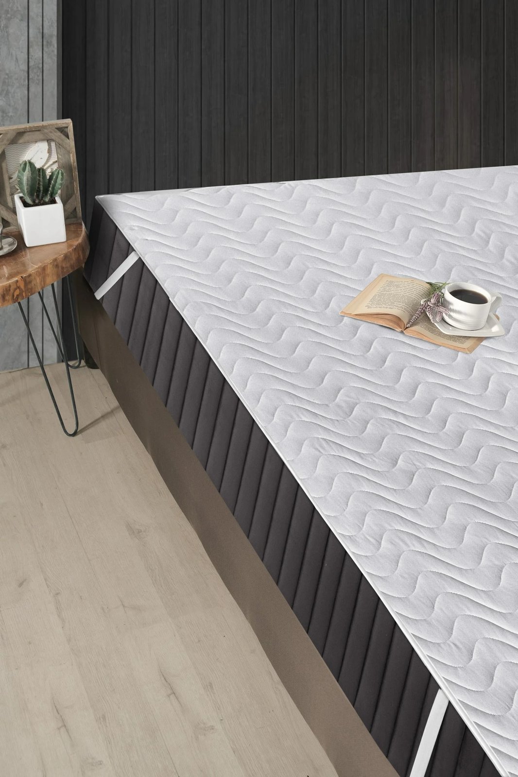 Mbrojtës për shtrat teke, pambuk 100%, i qepur, 90x200cm