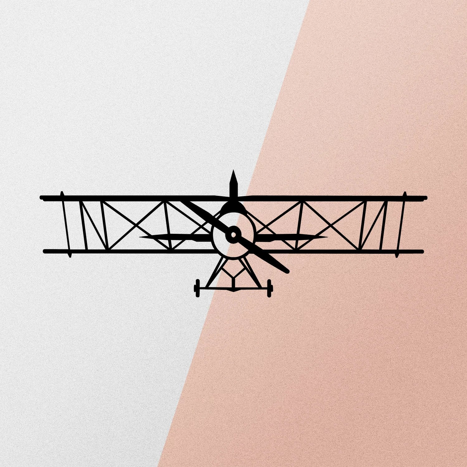 Aksesor dekorativ metalik për mur, aeroplan, Wallity, ngjyrë e zezë, 70x23cm