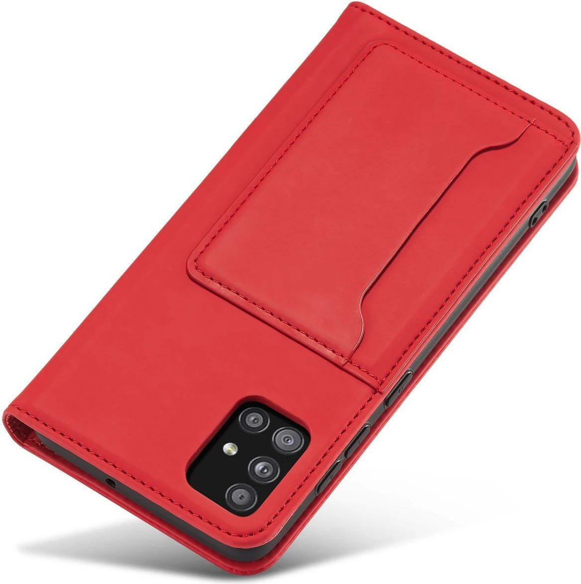Mbështjellës Hurtel Magnet Card Case për Samsung Galaxy A13 5G, me portofol dhe mbajtëse, Kuq