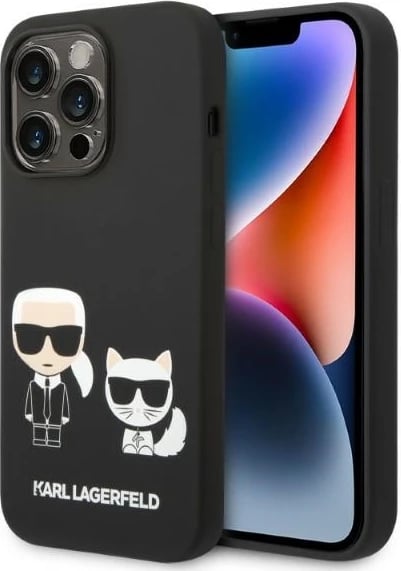 Mbështjellës, Karl Lagerfeld, KLHMP14XSSKCK Karl & Choupette, iPhone 14 Pro Max 6.7", hardcase silikon i lëngshëm, me MagSafe, e zezë