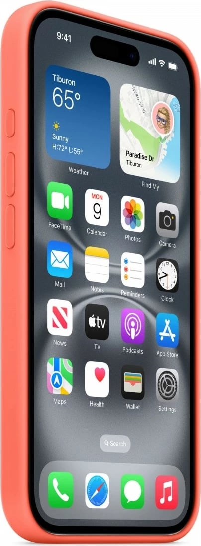 Mbështjellës silikon me MagSafe, Apple, MDGN4ZM/A, për iPhone 16 6.1", mandarinë