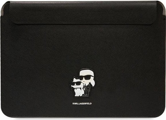 Mbështjellës laptopi Karl Lagerfeld Saffiano Karl&Choupette, 16", lëkurë eko, e zezë