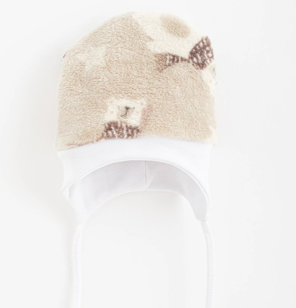 Kapelë dimri bebe, New Baby Polar Bear, wellsoft me mbulim veshësh dhe lidhëse, përmasa 80/86, kafe