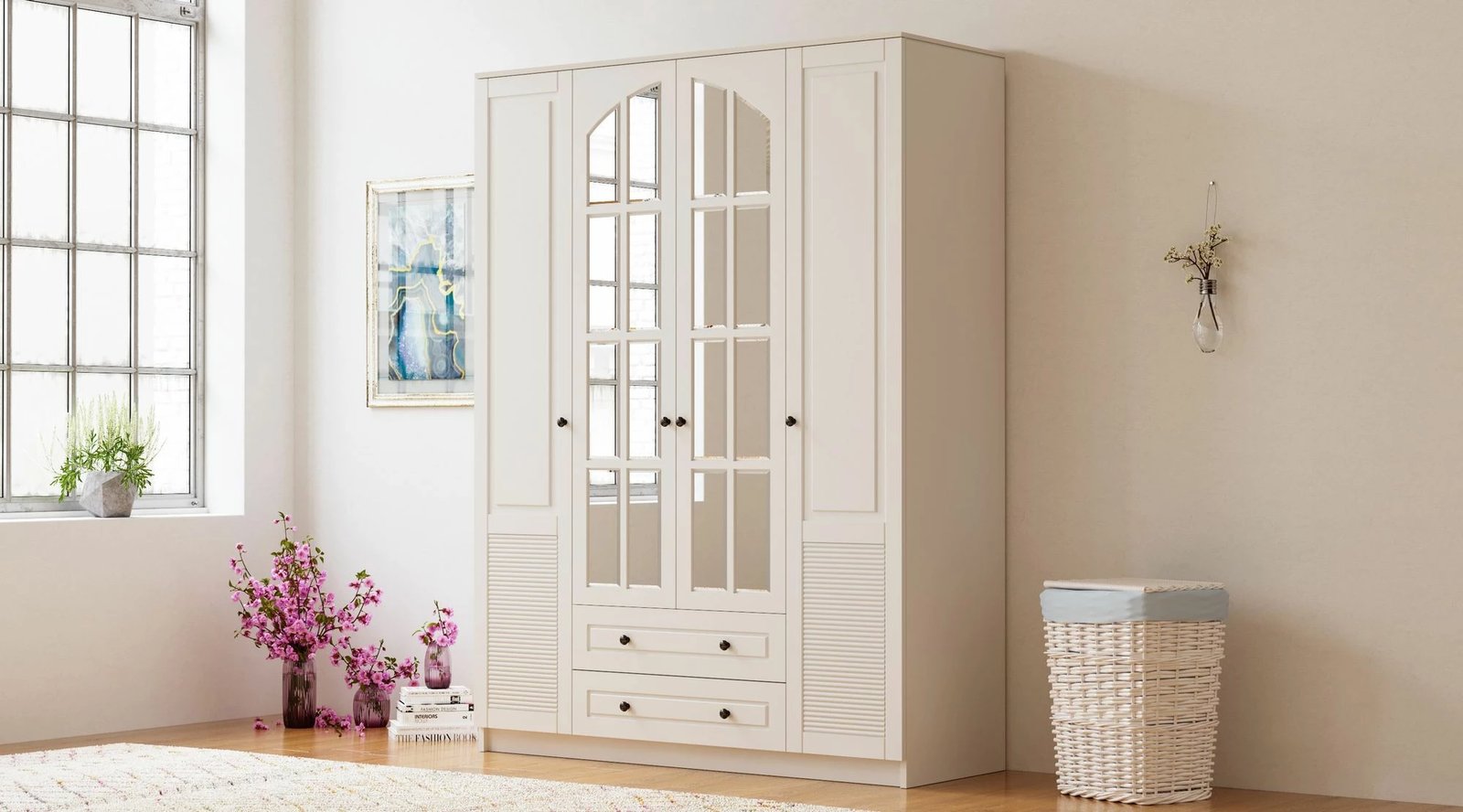 Dollap rrobash Skye Decor, ngjyrë e bardhë mat, RB-112