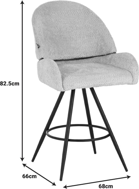 Karrige për bar Morea rrotulluese, ngjyrë e zezë, këmbë metalike të zeza, 68x66x82.5cm