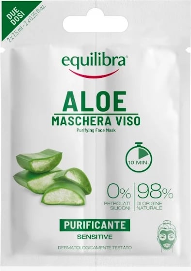 Maskë fytyre për femra Equilibra Aloe Purifying Face Mask, 2x7.5ml