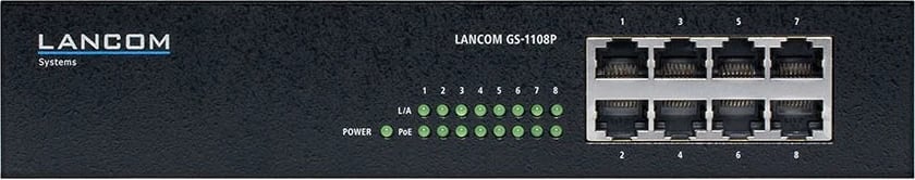 Switch LANCOM GS-1108P, 8 porte Gigabit, PoE, rackmount