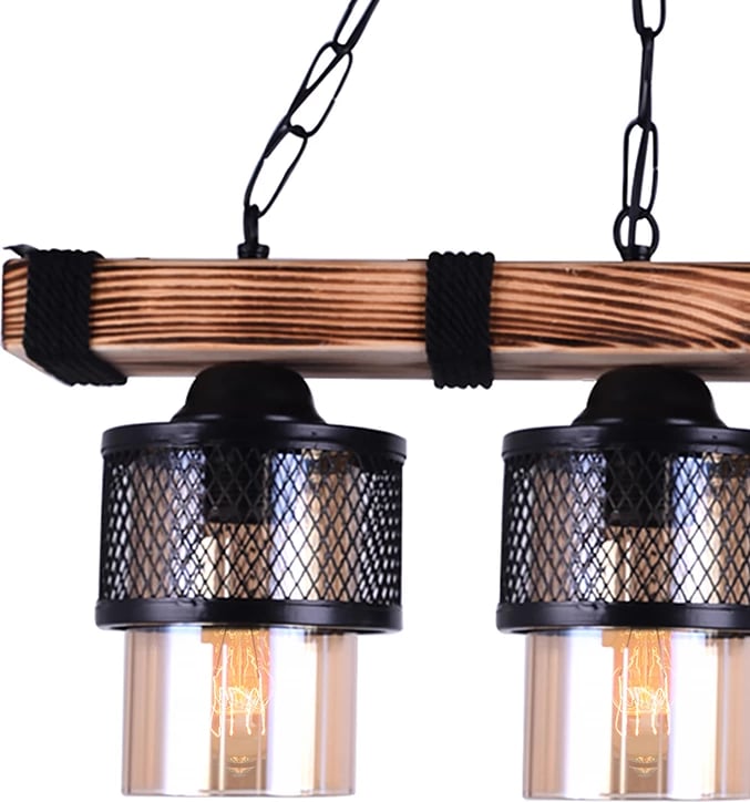 Dritë tavani me 3 llamba PWL-1046 E27, ngjyrë e zezë-dru arre, 50x15x65cm