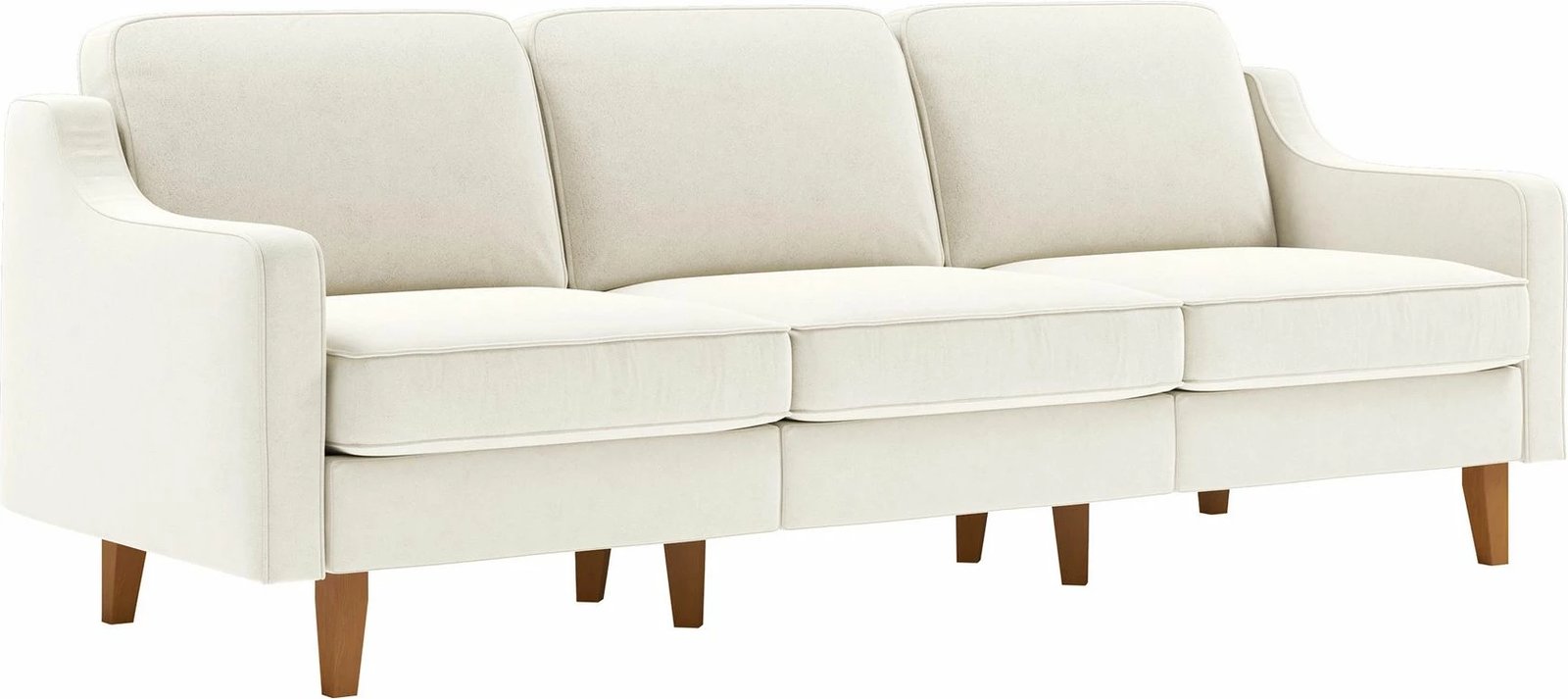 Divan treshe, ngjyrë Milk Froth, këmbë druri walnut, Robin Extra 3