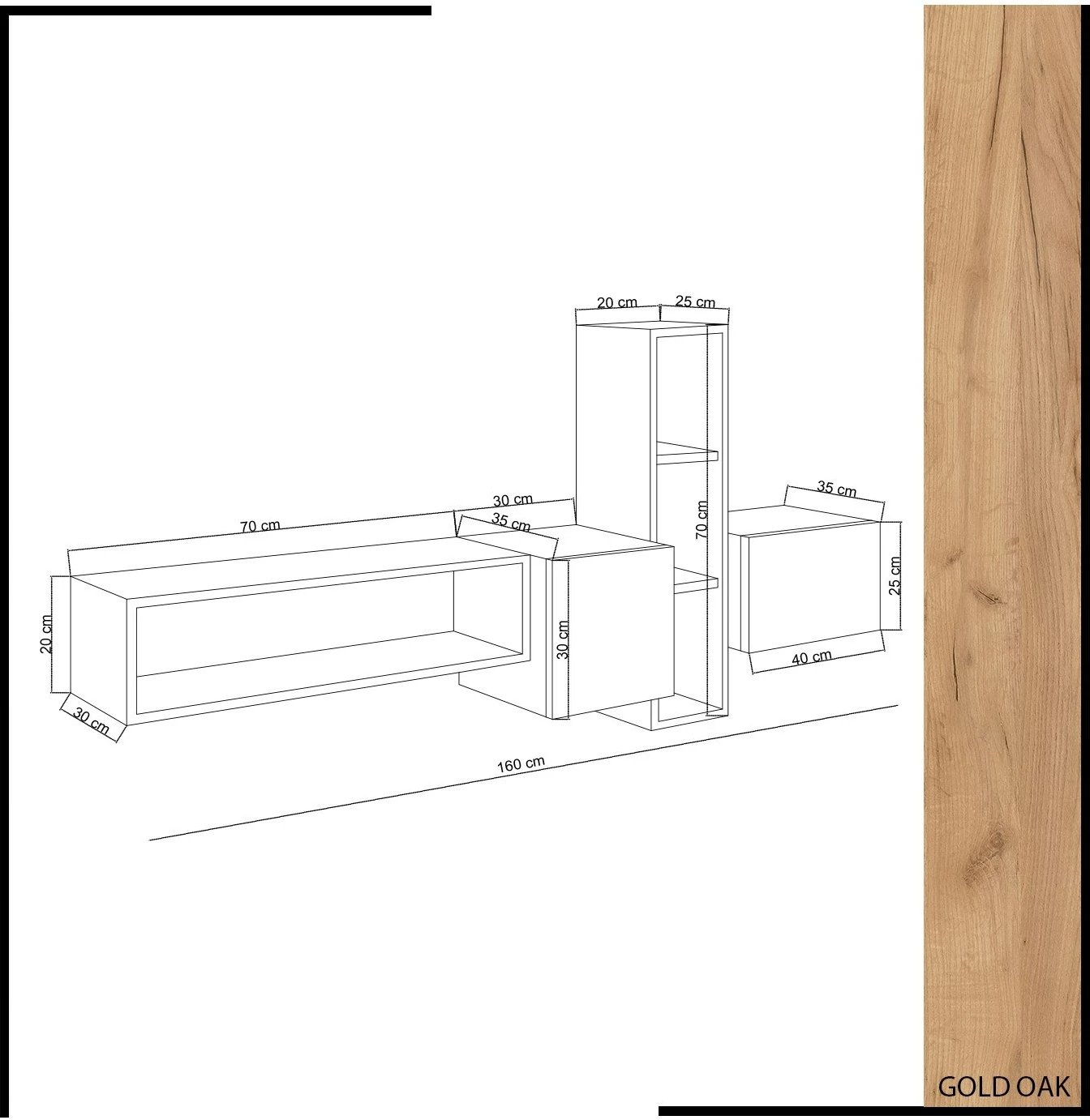 Komodë TV Hanah Home, ngjyrë kumkuat, dru lis dhe e bardhë