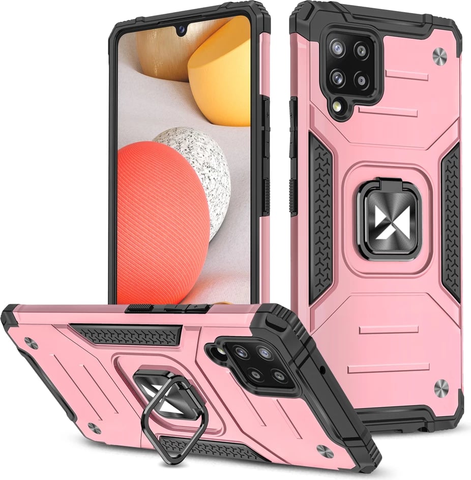 Mbështjellës Wozinsky Ring Armor me mbajtëse, për Samsung Galaxy A42 5G, Rozë