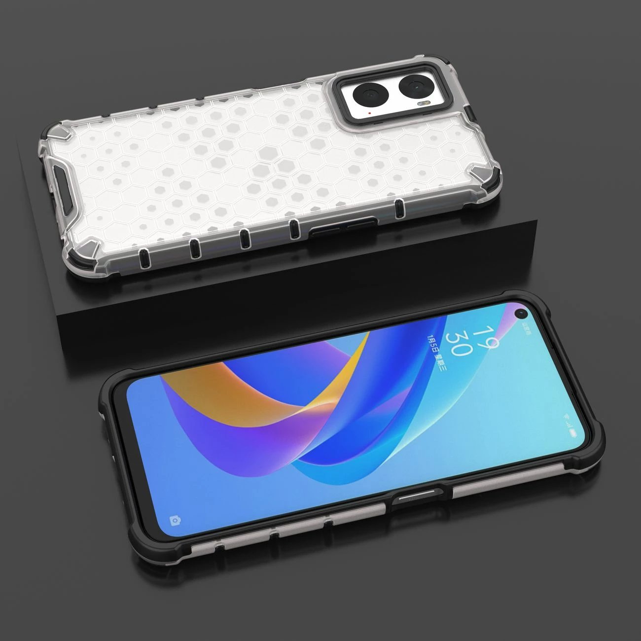 Mbështjellës Hurtel Honeycomb për Oppo A76 / Oppo A36 / Realme 9i, Transparent