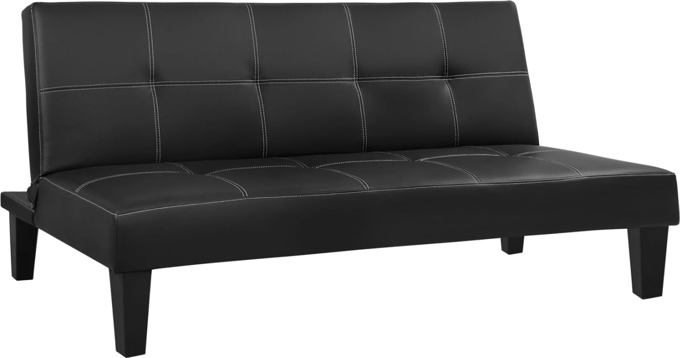 Divan/shtrat 3 vendësh, lëkurë PU e zezë, FH3002.02, 186x90x82