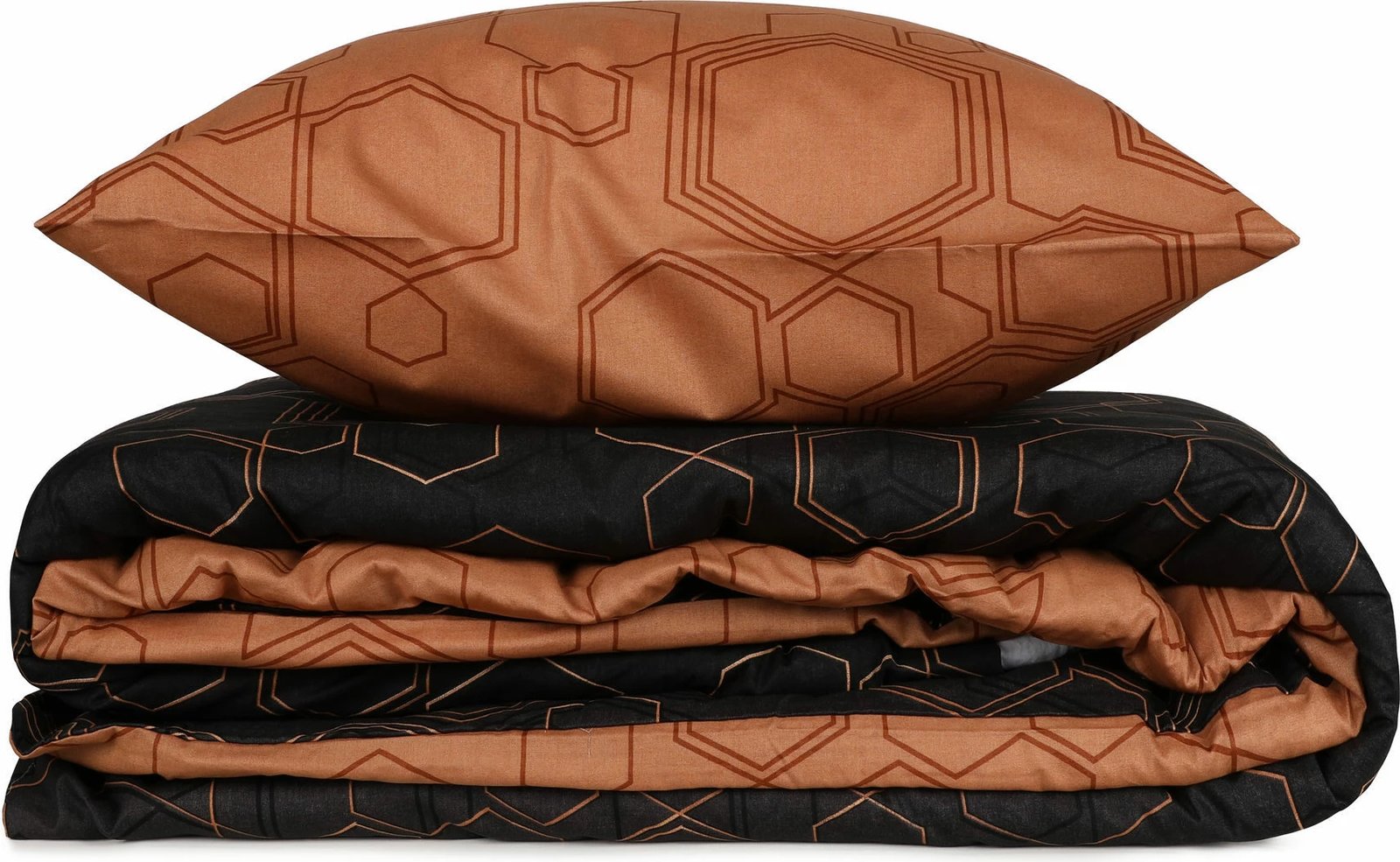 Set mbulesë për jorgan njëpersonësh, ranforce, ngjyrë bakri e zezë, Dawn