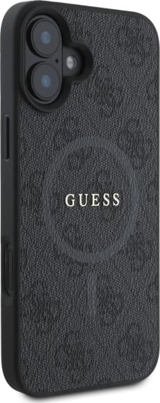 Mbështjellës Guess 4G Ring Classic Logo MagSafe për iPhone 16, e zezë Mbështjellës Guess 4G Ring Classic Logo MagSafe për iPhone 16, e zezë