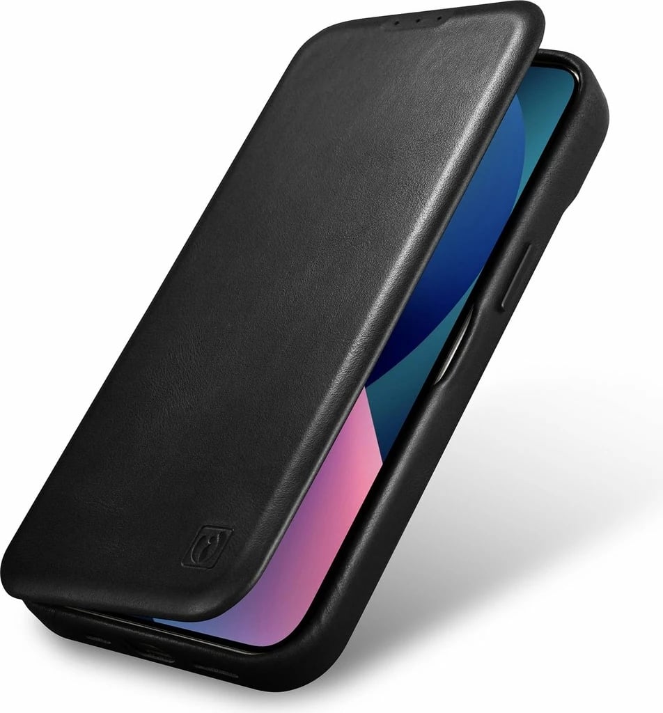 Mbështjellës iCarer Oil Wax Premium Leather Folio për iPhone 14 Plus, MagSafe, i zi