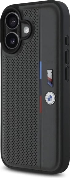 Mbështjellës BMW M Perforated Tricolor Detail Line për iPhone 16, Gri e errët