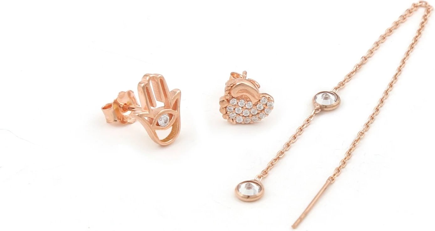 Vathë argjendi ngjyrë rozë gold Jumeon, 11646ROS, set prej 3 copësh