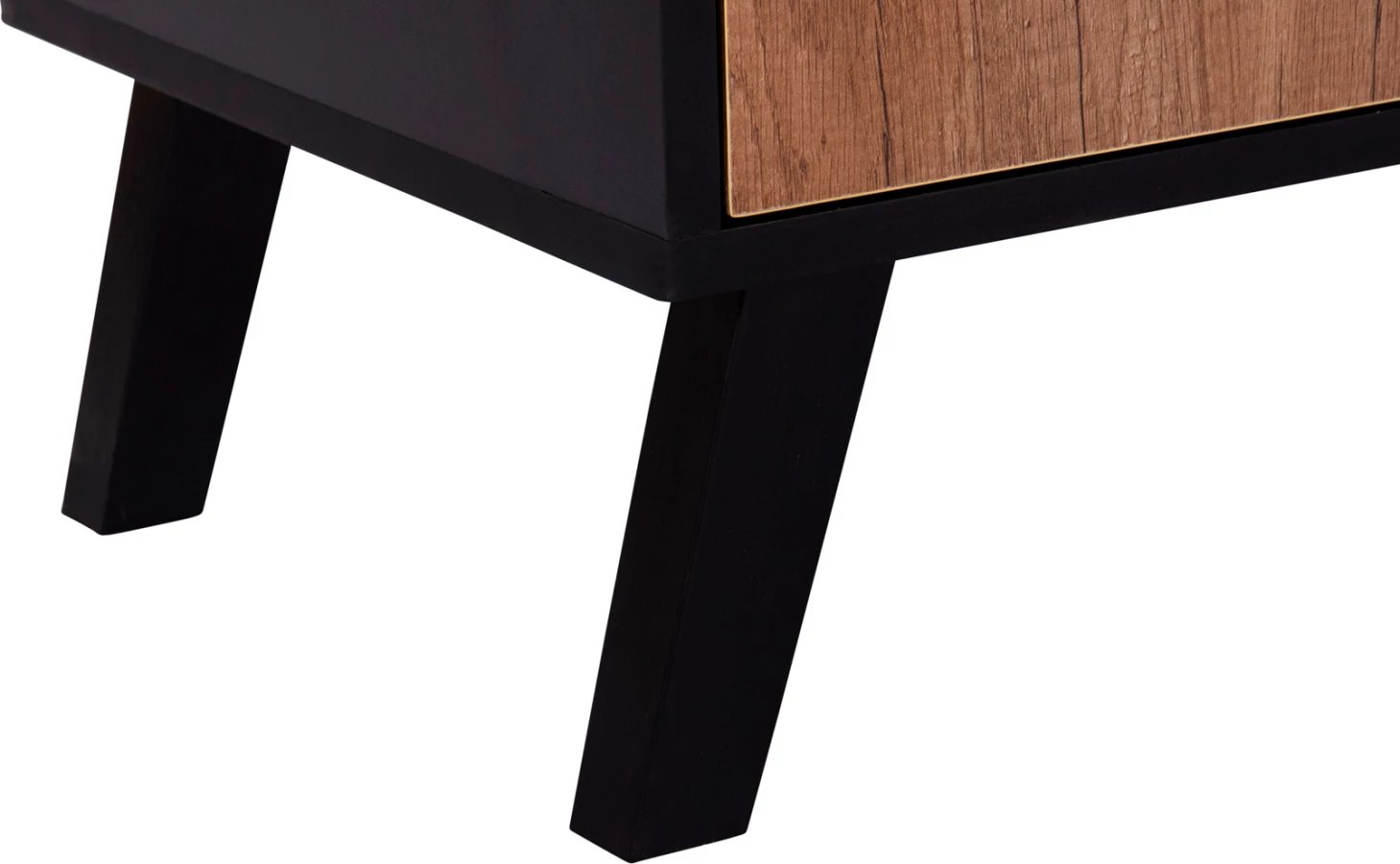 Komodë TV KRUDEN, melaminë, ngjyrë e zezë-dru natyral, 180x40x51cm