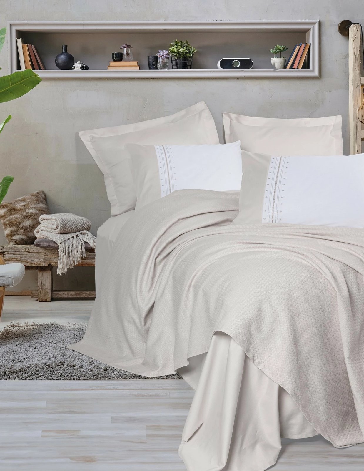 Set piké dopio, ngjyrë guri, L'essentiel