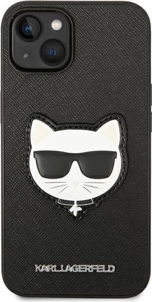 Mbështjellës Karl Lagerfeld KLHCP14MSAPCHK për iPhone 14 Plus 6.7", Saffiano Choupette Head Patch, i zi