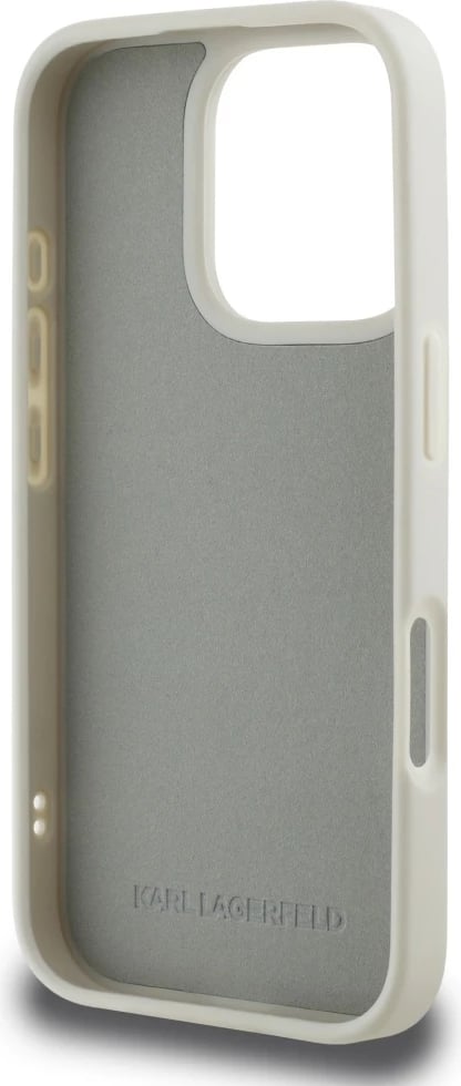 Mbështjellës Karl Lagerfeld HC 3D Rubber Double Heads për iPhone 16 Pro Max, Bezhe