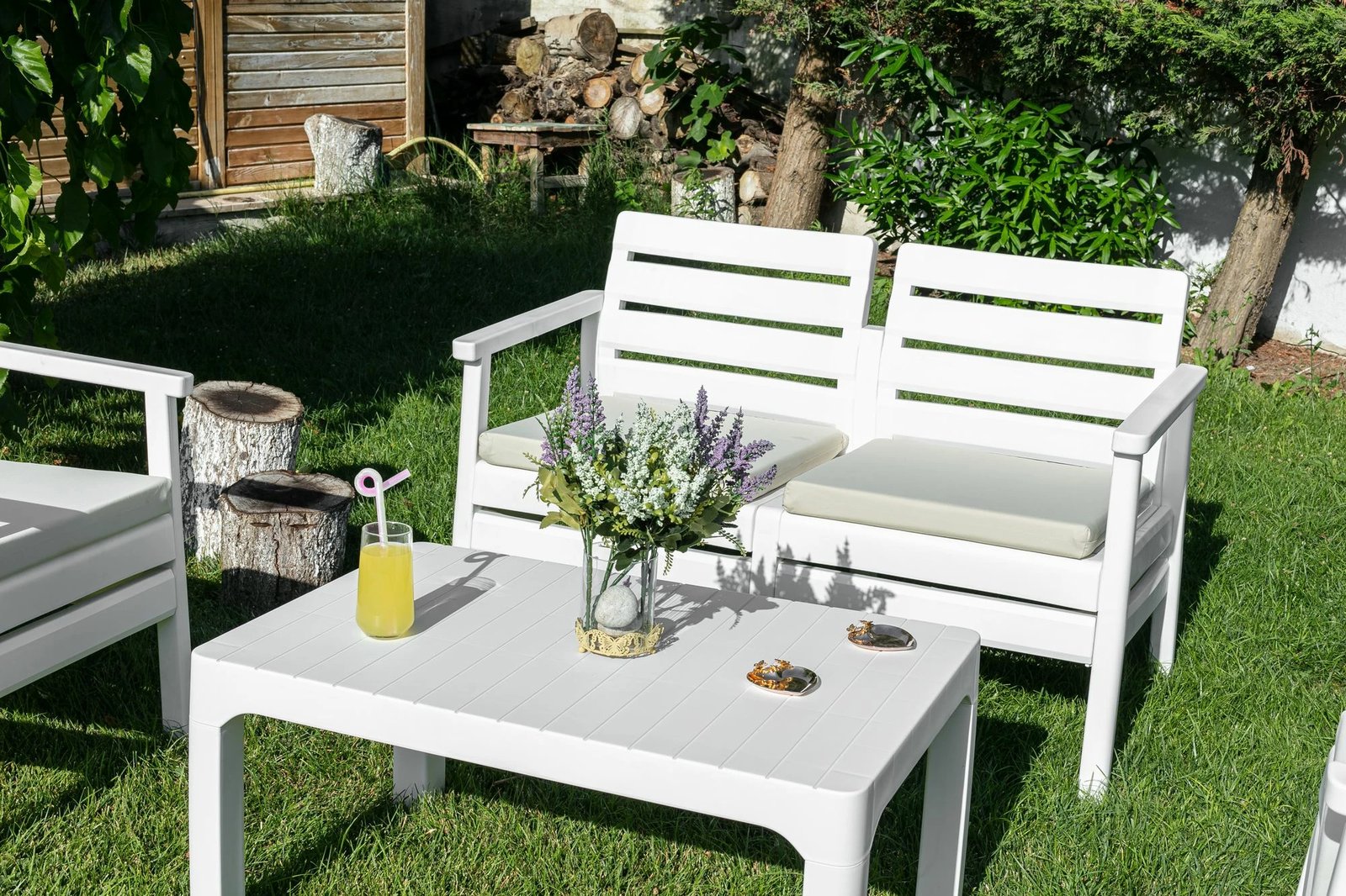 Set lounge për kopsht, ngjyrë e bardhë, Skye Decor, Solemare