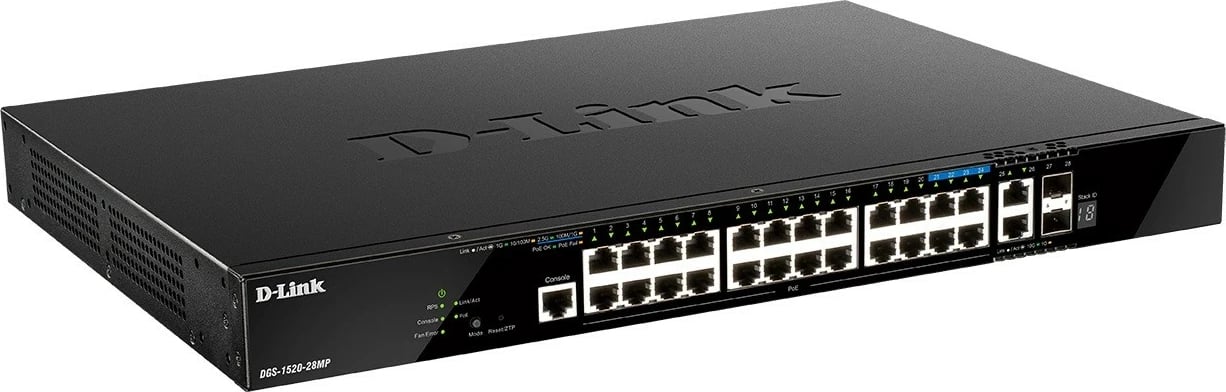 Switch D-Link DGS-1520-28MP 28 porta PoE gigabit, 2x2.5G, 2x10G, 2xSFP+, rack