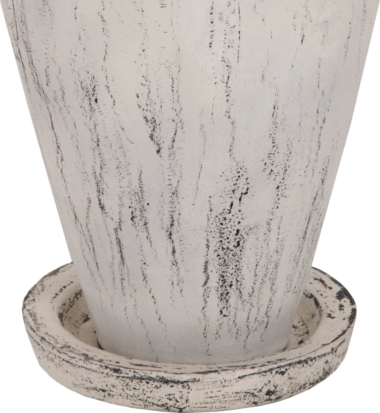 Vazo dekorative për dysheme me bazë pjatë LAUREL FH7938 terrakota në patinë të bardhë Φ40x80Hcm