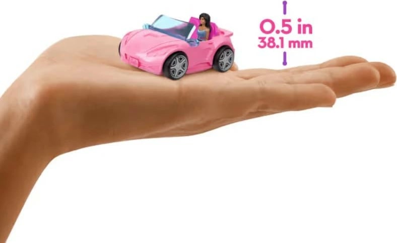 Set lodrash Barbie Mini BarbieLand me makinë off-roader dhe kukull, shumëngjyrëshe