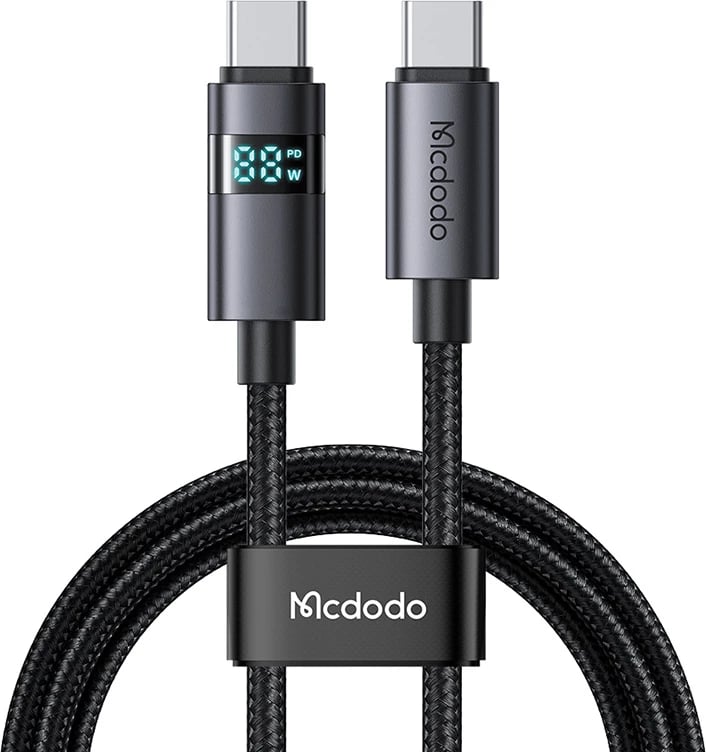Kabllo USB-C në USB-C Mcdodo CA-5610, 1.2m, 100W, me ekran LED, e zezë