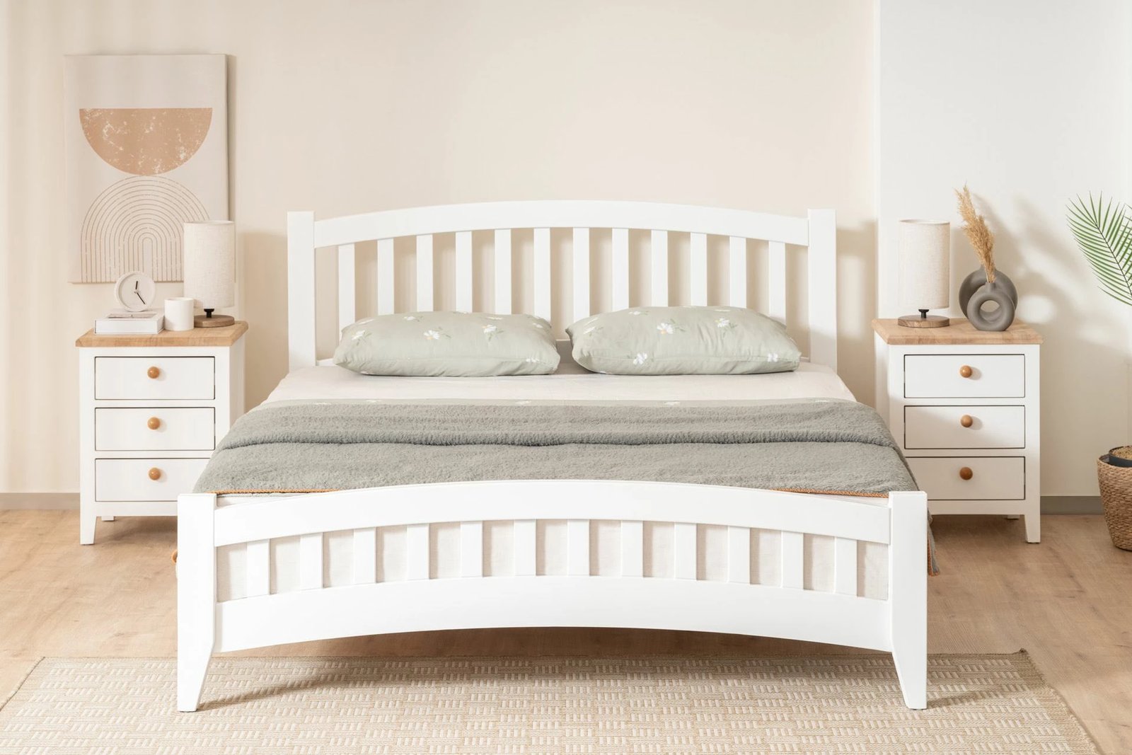 Krevat dopio Hanah Home, Lrya Modern Country, 120x200, i bardhë