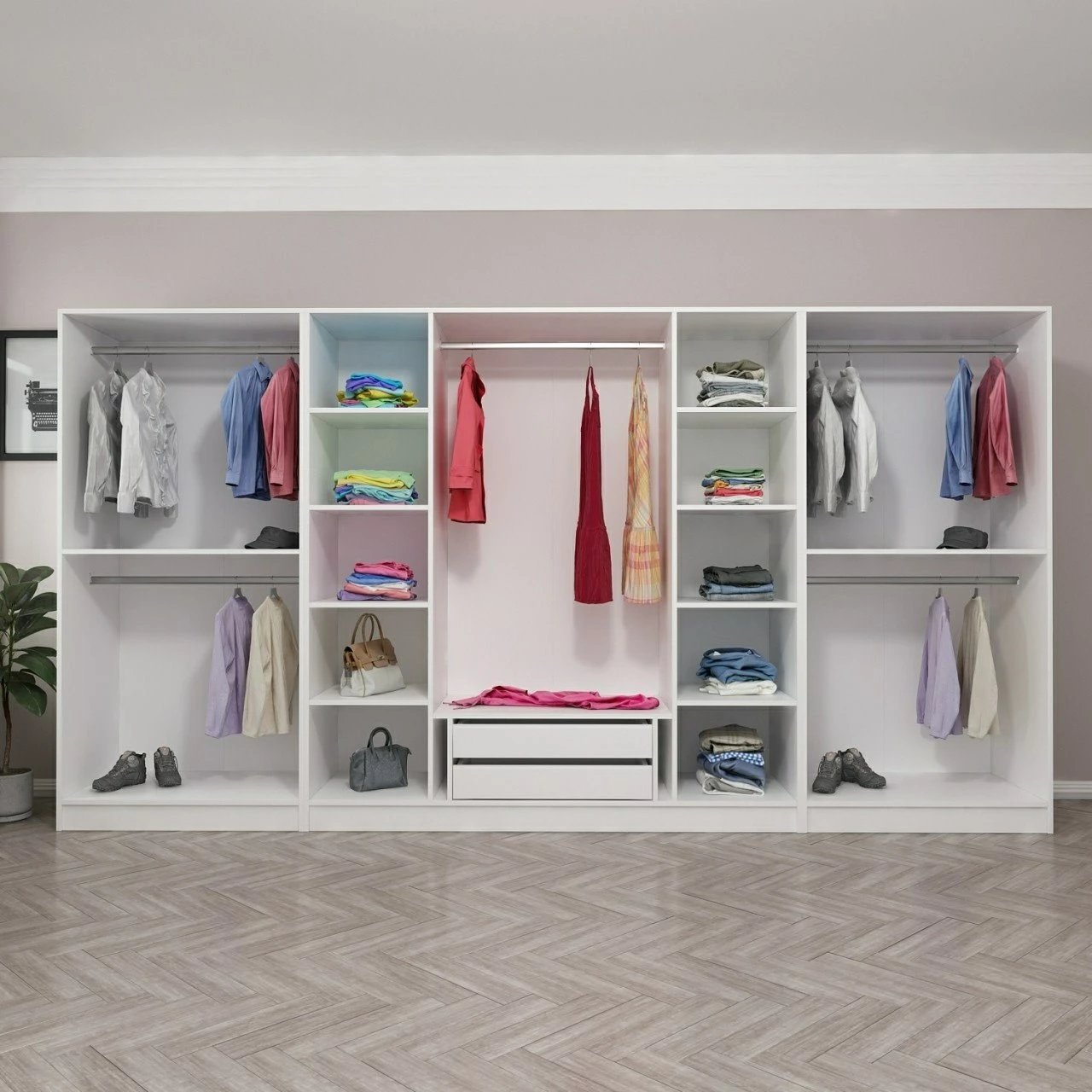 Dollap Skye Decor, i bardhë, 360x210x52cm, 8 pjesë