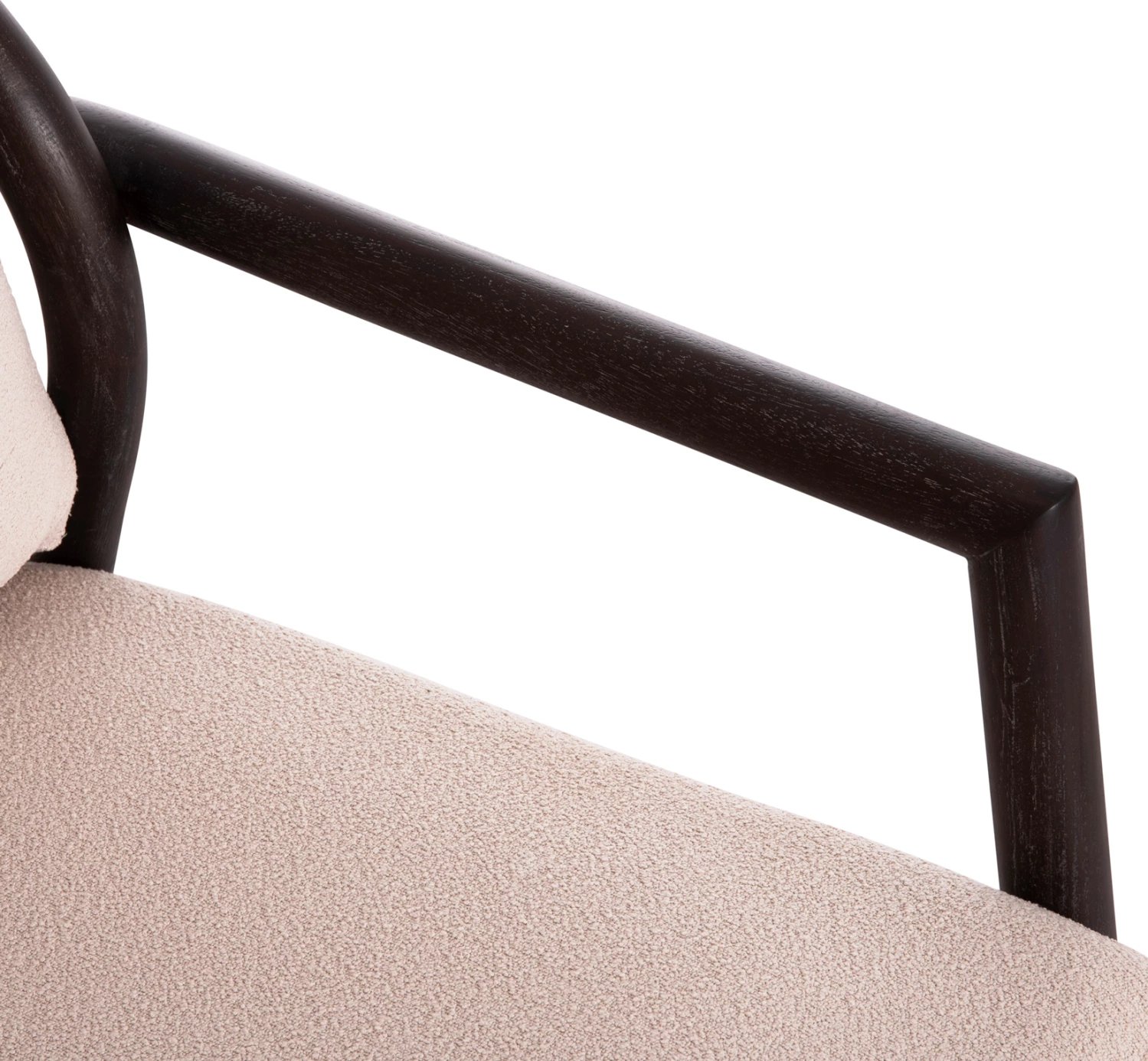 Fotel Pristine, dru mahogany i zi, litar bezhë, jastëk krem, 70x77x71.5cm