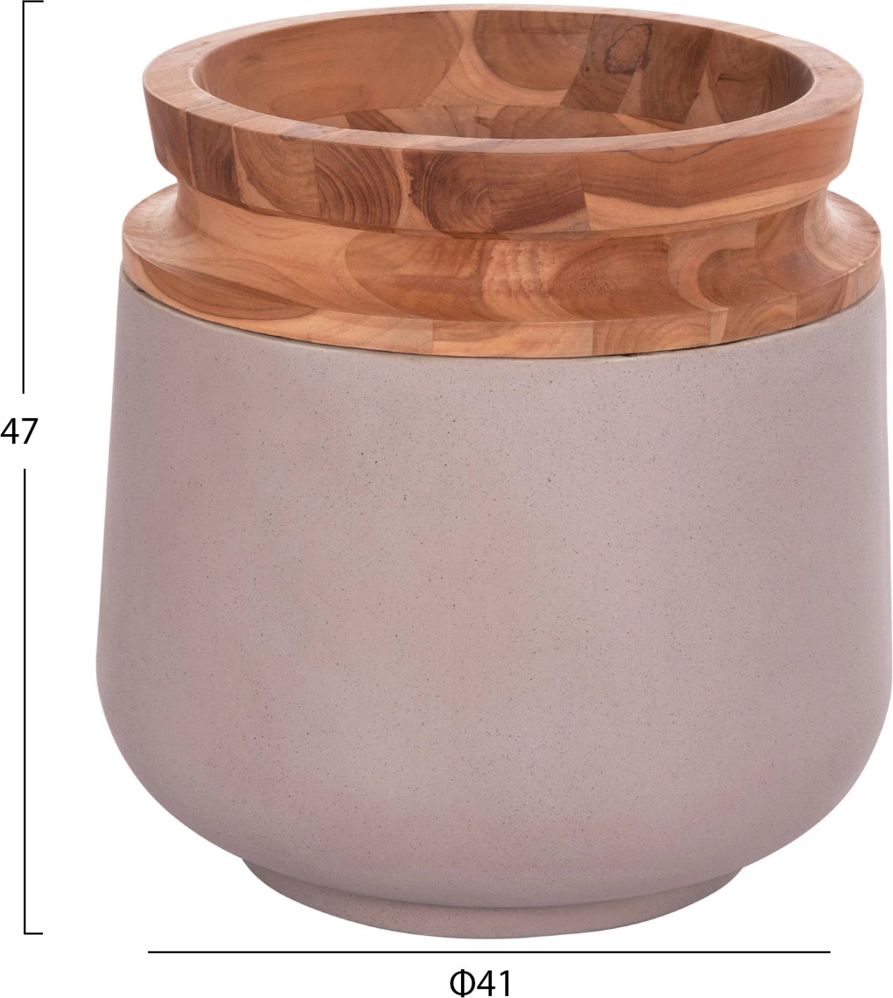 Vazo dekorative për dysheme, fibër-cement, ngjyrë gri matte, dru tik, LINTER FH4662.05L, 41x47cm