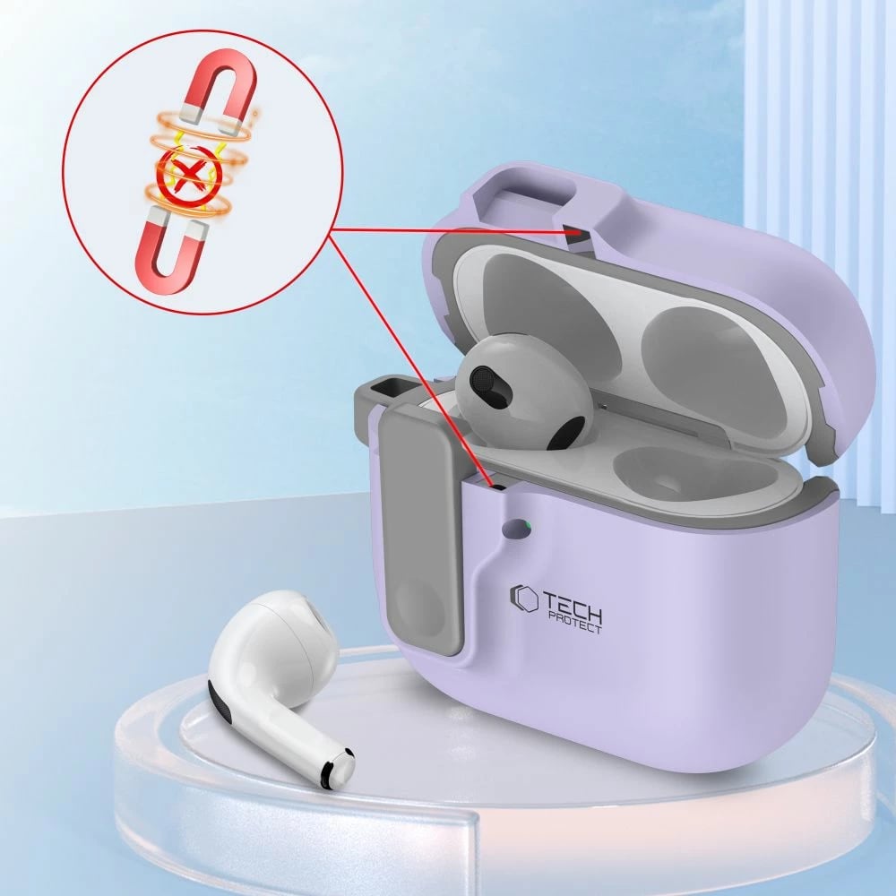 Mbështjellës Tech-Protect Slim Hook për AirPods 4, vjollcë