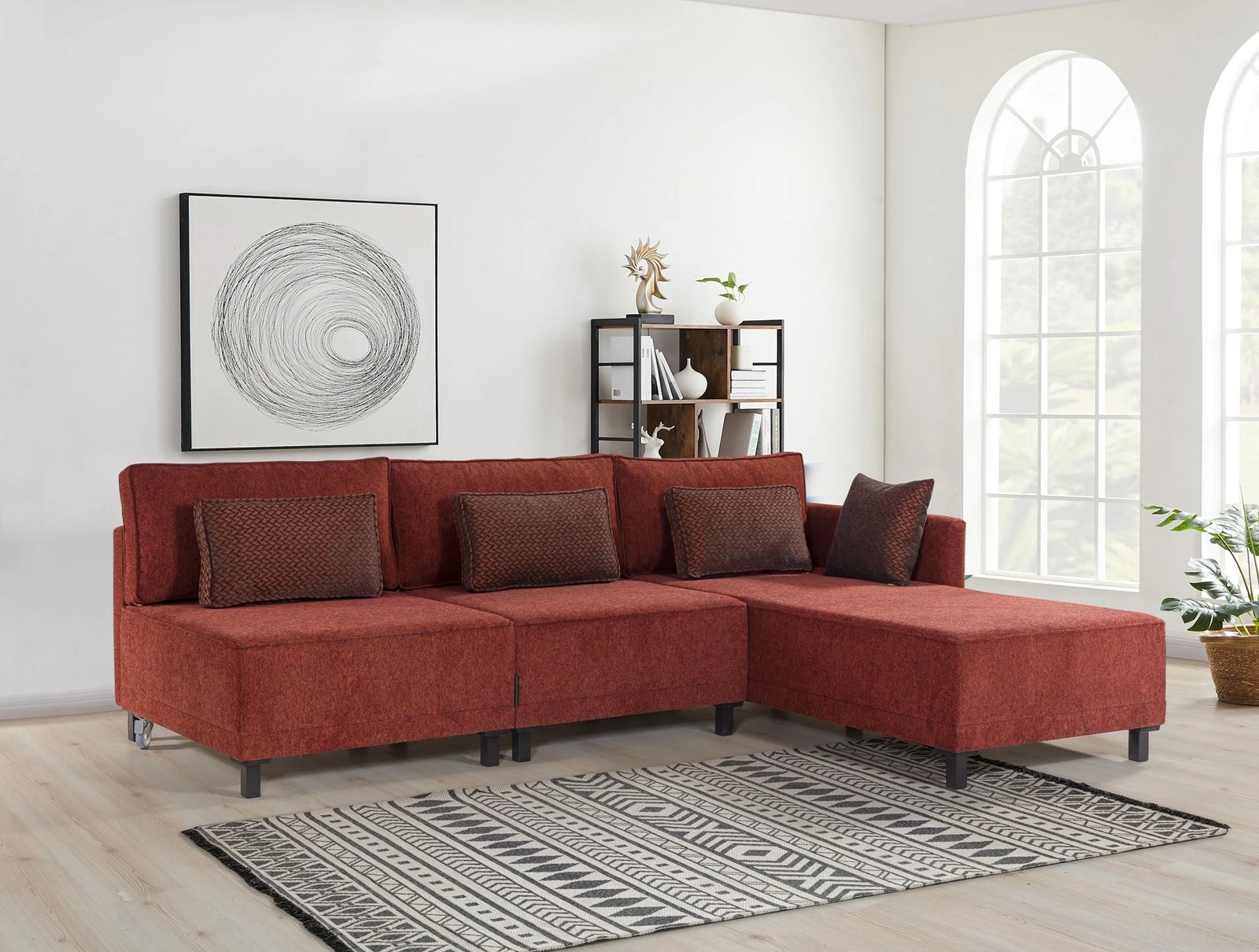 Kënd divan-krevat Atelier del Sofa, Matris, kënd i djathtë, ngjyrë e kuqe Claret