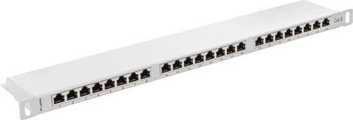 Patch panel Lanberg PPS6-0024-S, 24 porta, Cat.6, 0.5U, gri