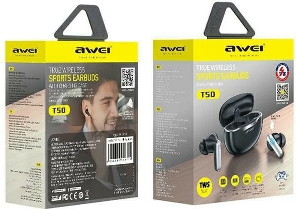 Kufje AWEI T50 TWS, Bluetooth 5.3, me stacion karikimi, të zeza