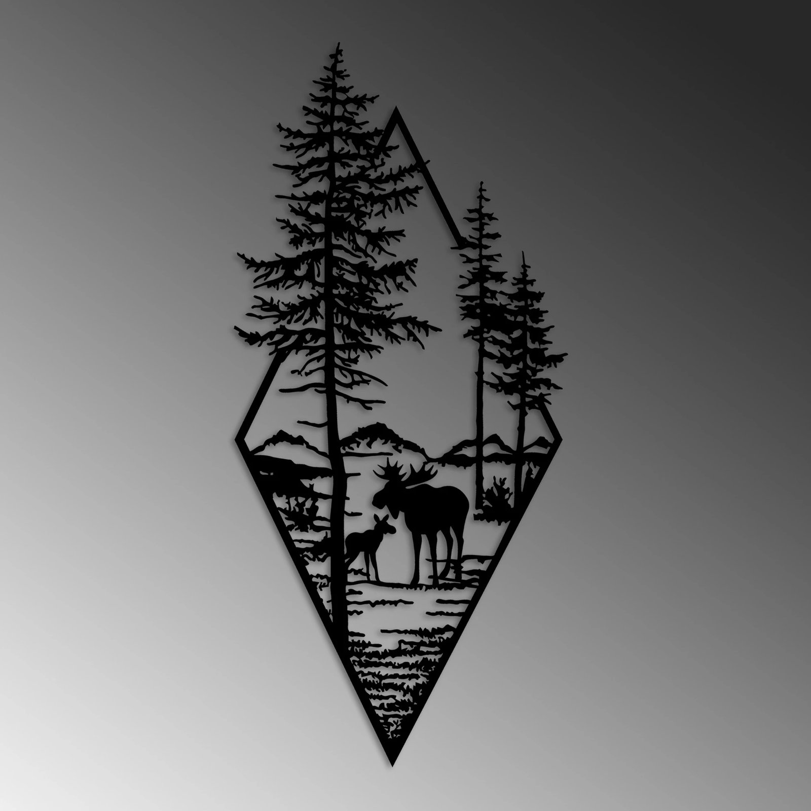 Aksesor dekorativ metalik për mur, Wallity, dreri në pyll