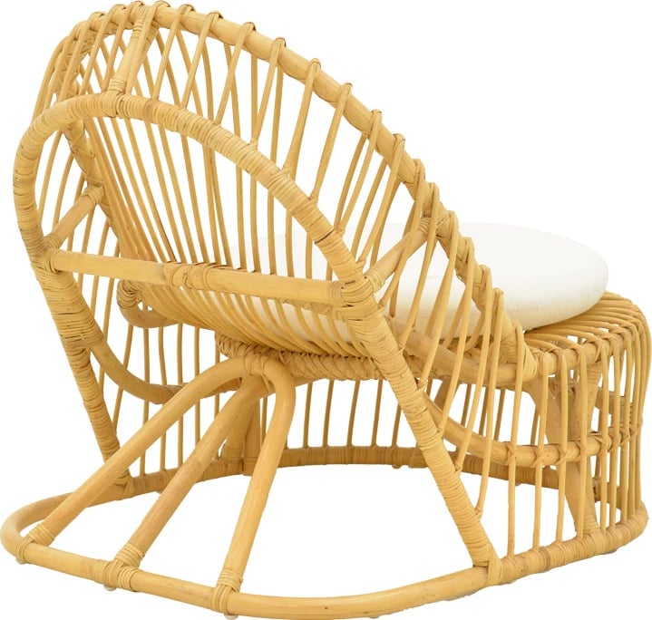 Fotel Tromso prej ratanit PE, ngjyrë natyrale, jastëk bezhë, 80x85x98cm