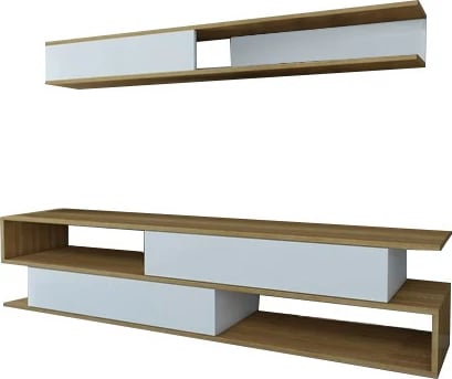 Komodë TV Hanah Home, Sims, ngjyrë teak dhe e bardhë