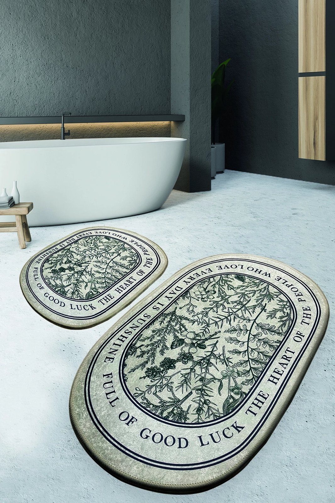 Set tapetash për banjo, Mijölnir, Fullof, 2 copë, bezhë dhe e gjelbër