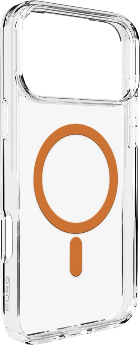 Mbështjellës Puro Lite Mag për iPhone 17 Pro, MagSafe, Transparent me rreth portokalli