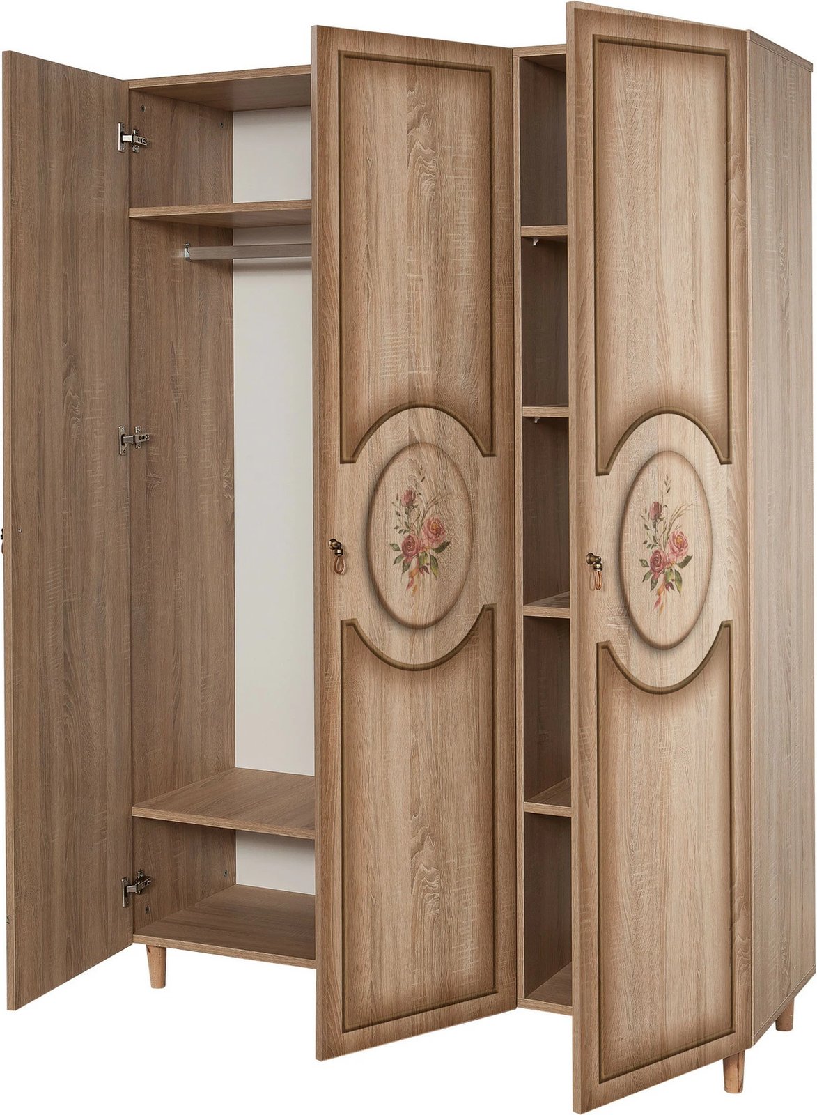 Dollap Hanah Home, Mode-420, ngjyrë lisi Sonoma, me rafte të shumta