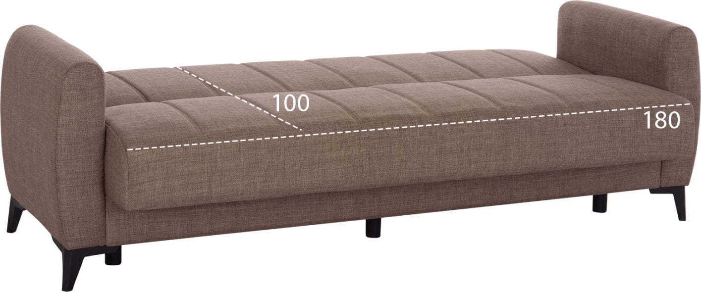 Krevat-divan treshe me hapësirë për depo, ngjyrë kafe, NIKKO FH3292.02, 209x76x83cm